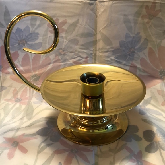 Baldwin Brass Candle Holder With Loop Handle And Drip Saucer 8”Wide 9”Ta… - Picture 3 of 5